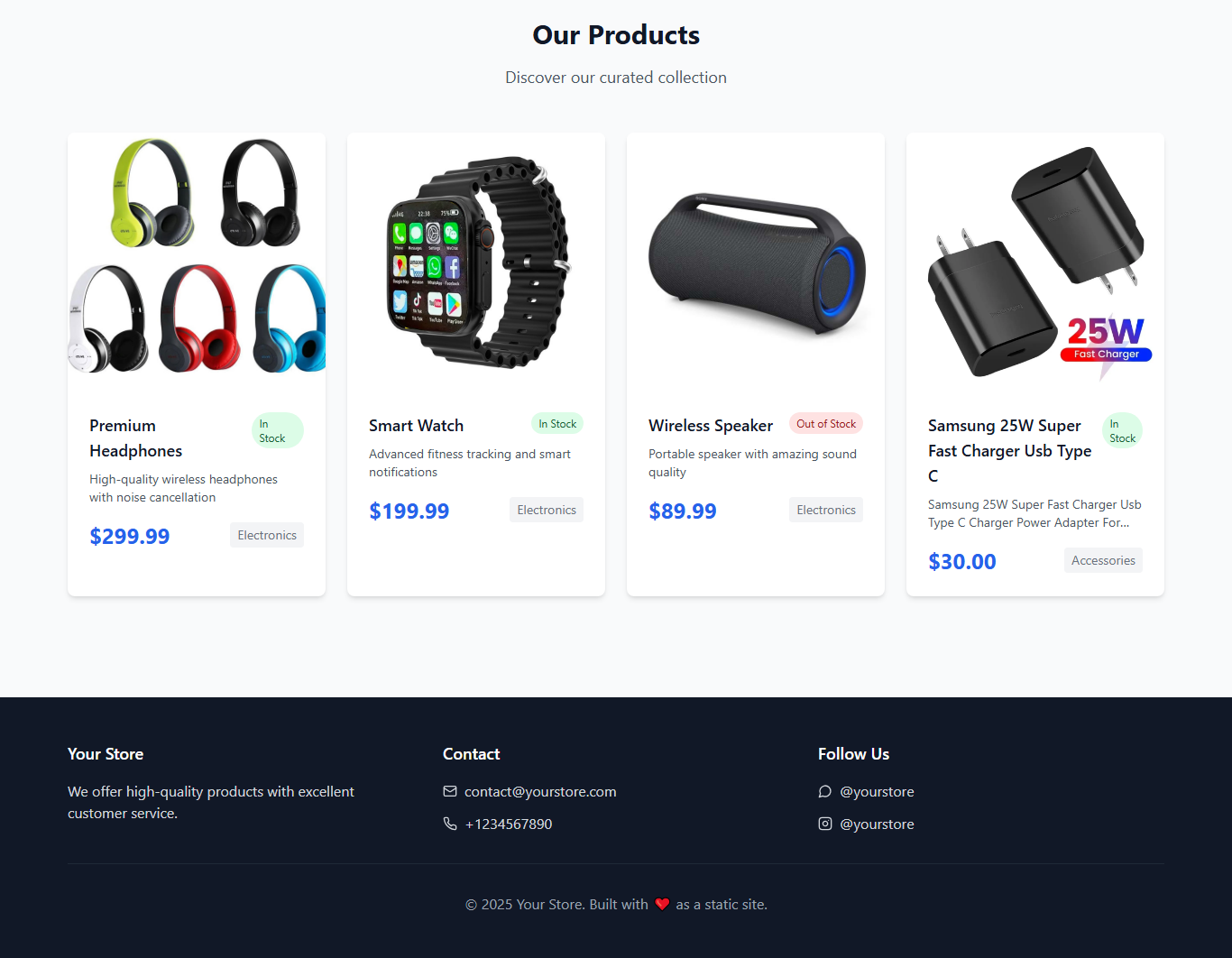Bolt.new developed Static Storefront with Admin Panel