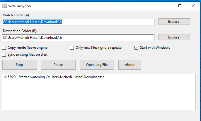 Windows Sada File Syncer